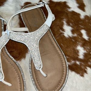 Torrid white wide fit rhinestone sandals
